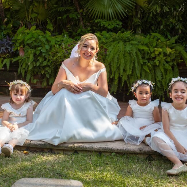 Bride and flower girls